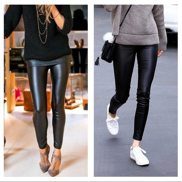 🔥BESTSELLER🔥High waisted Black faux leather leggings - Picture 8 of 13